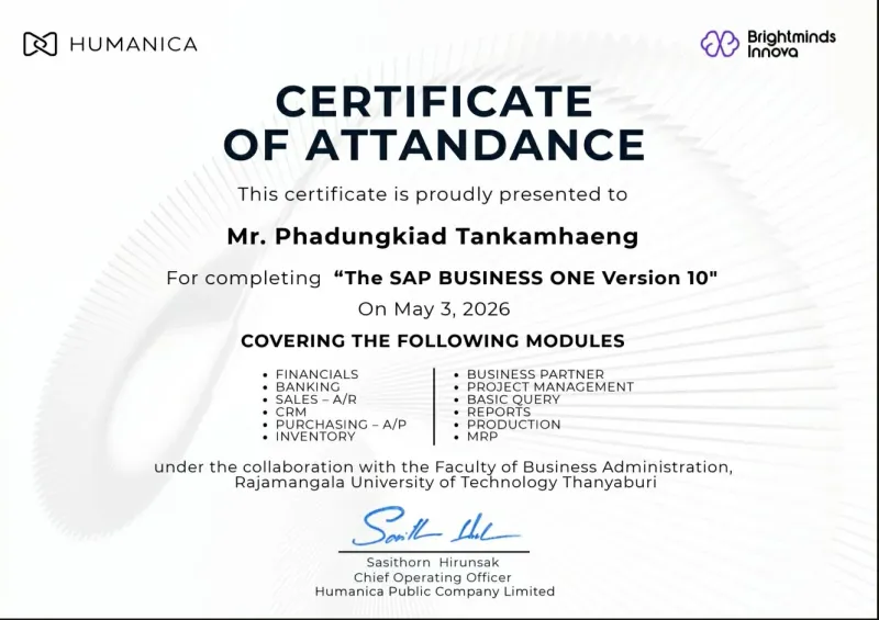 SAP Certificate